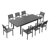 HIGOLD Heck Aluminum 9-Piece Extendable Outdoor Patio Dining Set - 8 Seater
