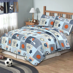 Taylor & Olive Blue Patchwork Sports Quilt Bedding Set