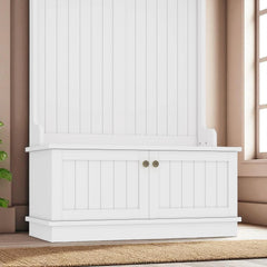 Hall Tree with Shoe Storage Bench, Coat Rack with Hooks, Entryway Organizer, 35.4 x 17 x 64.4 in, 4-in-1 Design