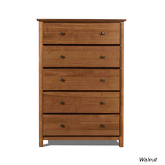 Grain Wood Furniture Shaker 5-drawer Solid Wood Chest