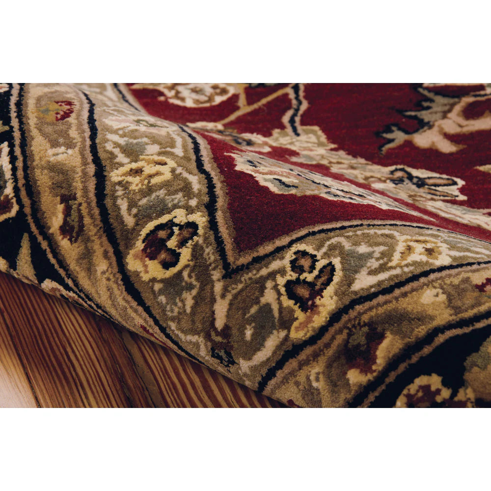 Nourison Hand-tufted Persian Floral Wool and Silk Burgundy Area Rug