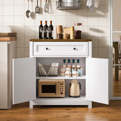 Kitchen Storage Cabinet with Adjustable Shelf, Farmhouse Coffee Bar Sideboard Buffet with Large Drawer