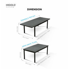 HIGOLD Heck Aluminum 9-Piece Extendable Outdoor Patio Dining Set - 8 Seater