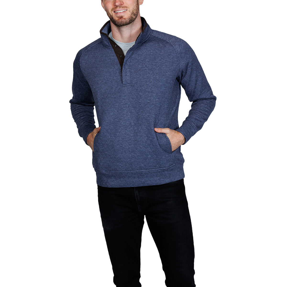 TailorByrd Men's Hidden Snap Front Quilted Pullover