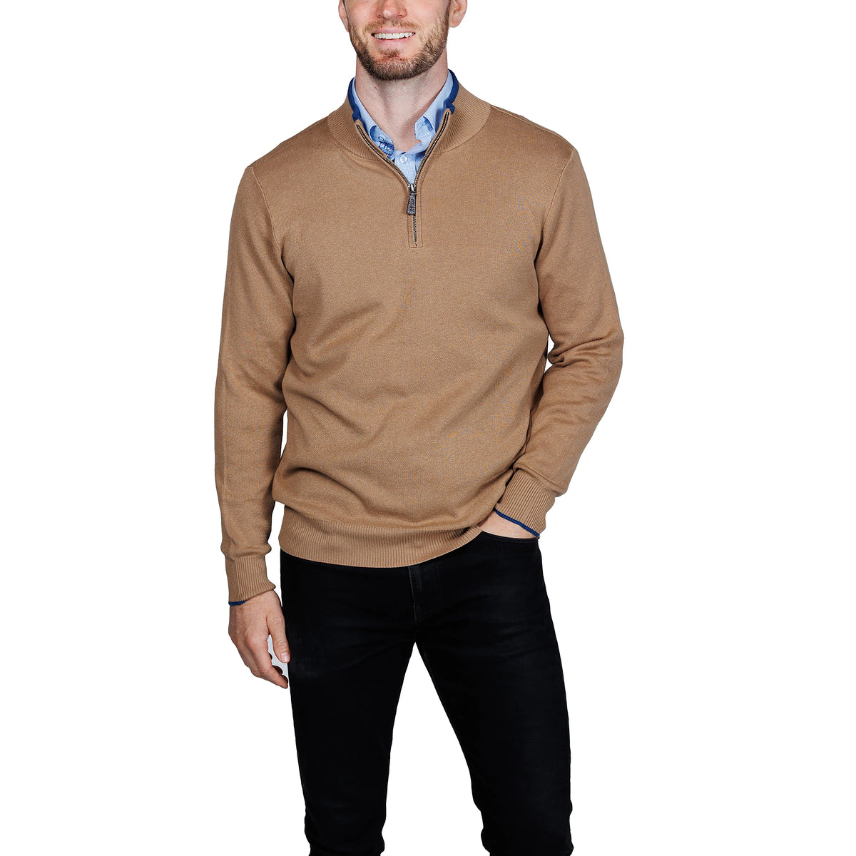 TailorByrd Men's Fine Knit Quarter Zip Pullover