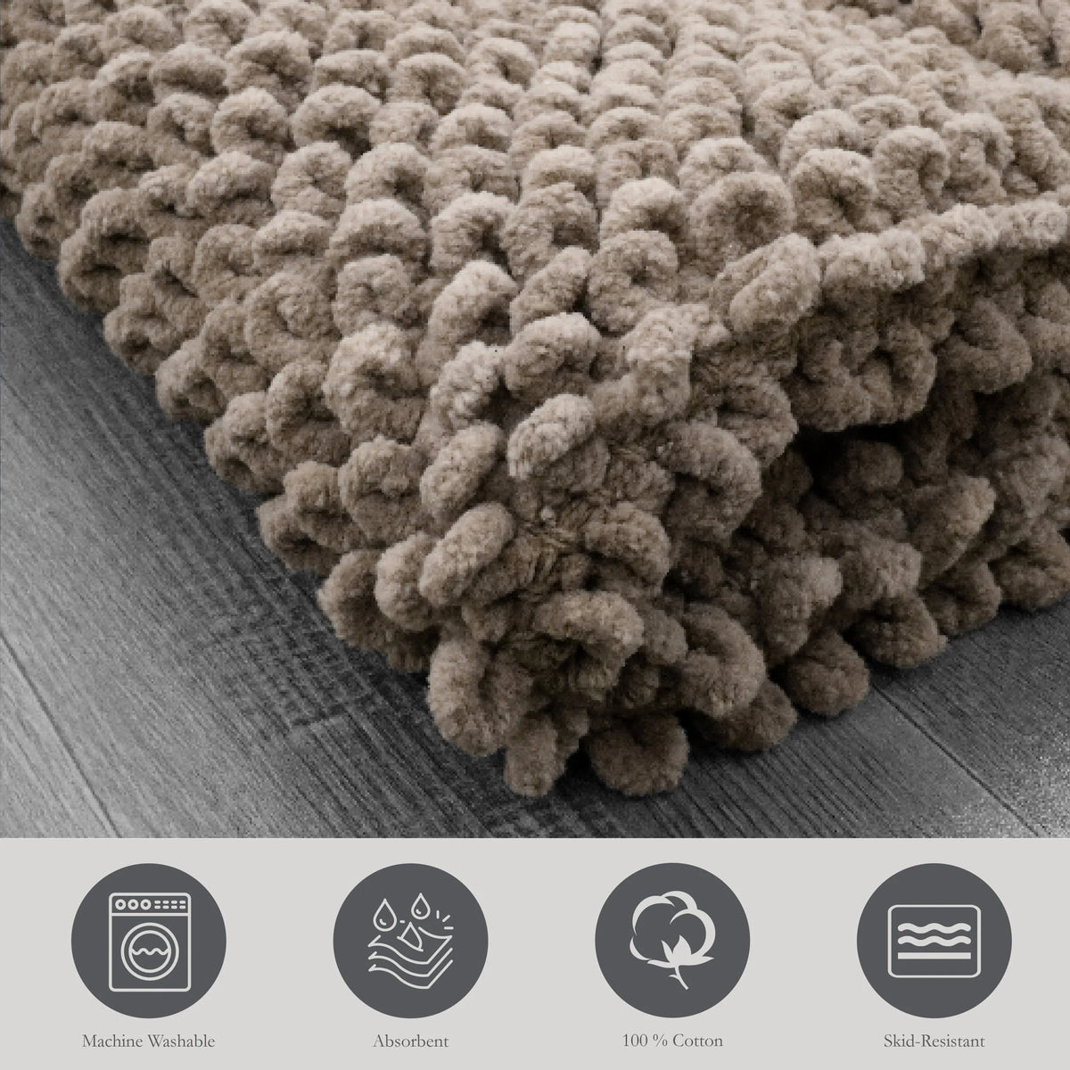 Sophie Border Ultra-plush Chenille Non-Slip Cotton Bath Mat