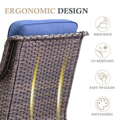 Meyreso 3-Piece Wicker Patio Swivel Glider Chairs with 6-Inch Thick Cushions and Side Table