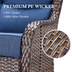 Meyreso Wicker Patio Swivel Glider Chairs with 6-Inch Cushions (2-Pack)