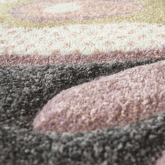 Kids Room Rug with Butterflies and pink Flowers in Pastel Colors