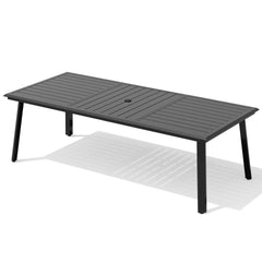 Outdoor All-Aluminum Dining Table with Umbrella Hole for 6-12 Person