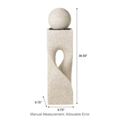 Glitzhome Modern Geometric Oversized Pedestal Sphere Polyresin Outdoor Floor Fountain with Pebbles