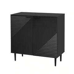 Modern Sideboard Cabinet, Side Cabinet with Adjustable Shelves, Small Console Table with Geometric Door Design