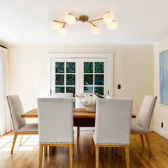 Modern 6-Light Opal Glass Globe Branch Sputnik Ceiling Light