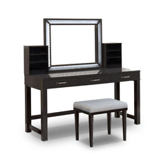 Furniture of America Wres Contemporary Solid Wood LED Light 3-Piece Makeup Vanity Set
