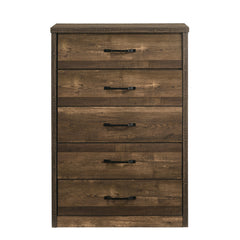 Greer Rustic Walnut and Black Bar 5-Drawer Chest by Furniture of America