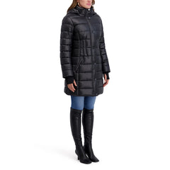Kensie Quilted Hooded Mid-Length Puffer Jacket