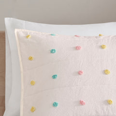 Intelligent Design Kids Ensley Pom Pom Cotton Jacquard Quilt Set with Throw Pillows