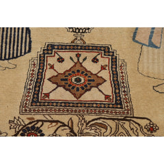 Pre-1900 Antique Vegetable Dye Kashan Mohtasham Persian Rug - 4'9"x 6'10"