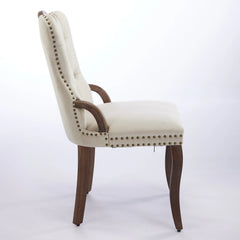 GDFStudio- Velvet Wing-Back Dining Chair with Handmade Tufted Trim & Curved Wood Legs, Set of 2