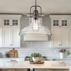 Clear Glass Dome Pendant Light Farmhouse Style
