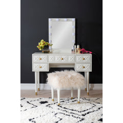 Linon Bea White Lighted Vanity Set with Stool