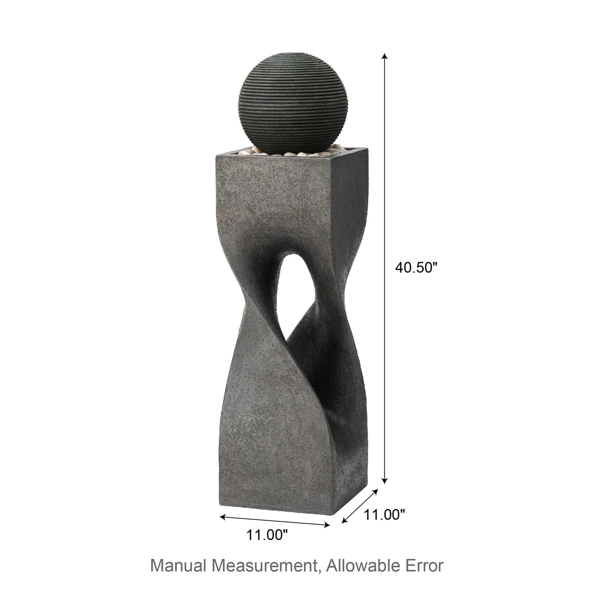 Glitzhome Modern Geometric Oversized Pedestal Sphere Polyresin Outdoor Floor Fountain with Pebbles