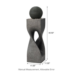 Glitzhome Modern Geometric Oversized Pedestal Sphere Polyresin Outdoor Floor Fountain with Pebbles