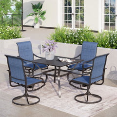 MAISON ARTS Patio Swivel Dining Chairs Set of 4, Metal Chairs with Textilene Padded Sling Fabric