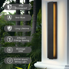 Black Modern/Contemporary LED Outdoor Wall Lantern Sconce 1 or 2 Set