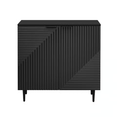 Modern Sideboard Cabinet, Side Cabinet with Adjustable Shelves, Small Console Table with Geometric Door Design