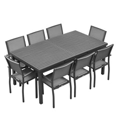 HIGOLD Heck Aluminum 9-Piece Extendable Outdoor Patio Dining Set - 8 Seater