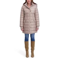 Kensie Quilted Hooded Mid-Length Puffer Jacket