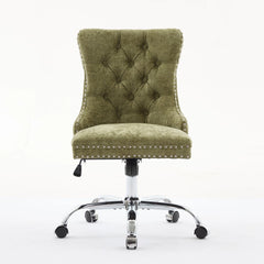 GDFStudio - Modern Chenille Tufted Upholstered Office Chair with Chrome Metal Base with Nailhead Trim and High-Rebound Cushion