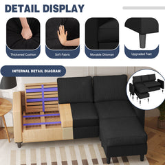 Futzca 74" Convertible Sectional Sofa Couch, Small L-Shaped Sofa