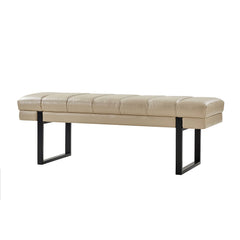 Laurens Modern 52.5''W Vegan Leather Waterproof Channel Tufted Bench with Mental Legs by HULALA HOME