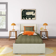 Max and Lily Twin-Size Upholstered Bed with Rectangular Headboard