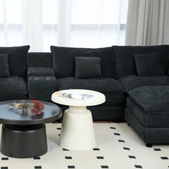 Sofa 144-in Casual Black 6 -seater Reclining Sectional - 8' x 10'