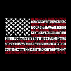 LA Pop Art Women's Premium Blend Word Art T-shirt - 50 States USA Flag