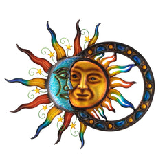 Glitzhome 33.5"L Metal Sun and Moon Wall Décor