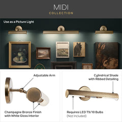 Midi 12.25 in. 1-Light LED Picture Light with Adjustable Arm