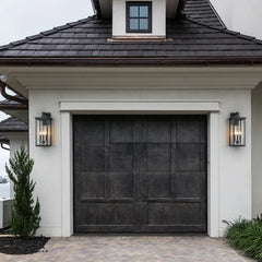 Forti 3-Light Large Black Outdoor Wall Sconce Lantern Light - 22.5in H
