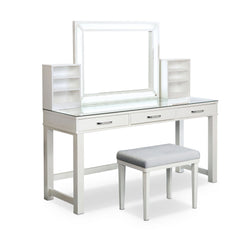 Furniture of America Wres Contemporary Solid Wood LED Light 3-Piece Makeup Vanity Set