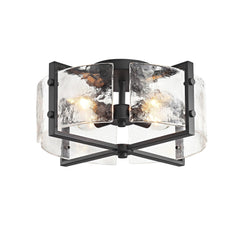 Laia 4-Light Metal Frame Textured Glass Panels Flush Mount