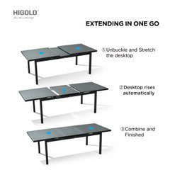 HIGOLD Heck Aluminum 9-Piece Extendable Outdoor Patio Dining Set - 8 Seater