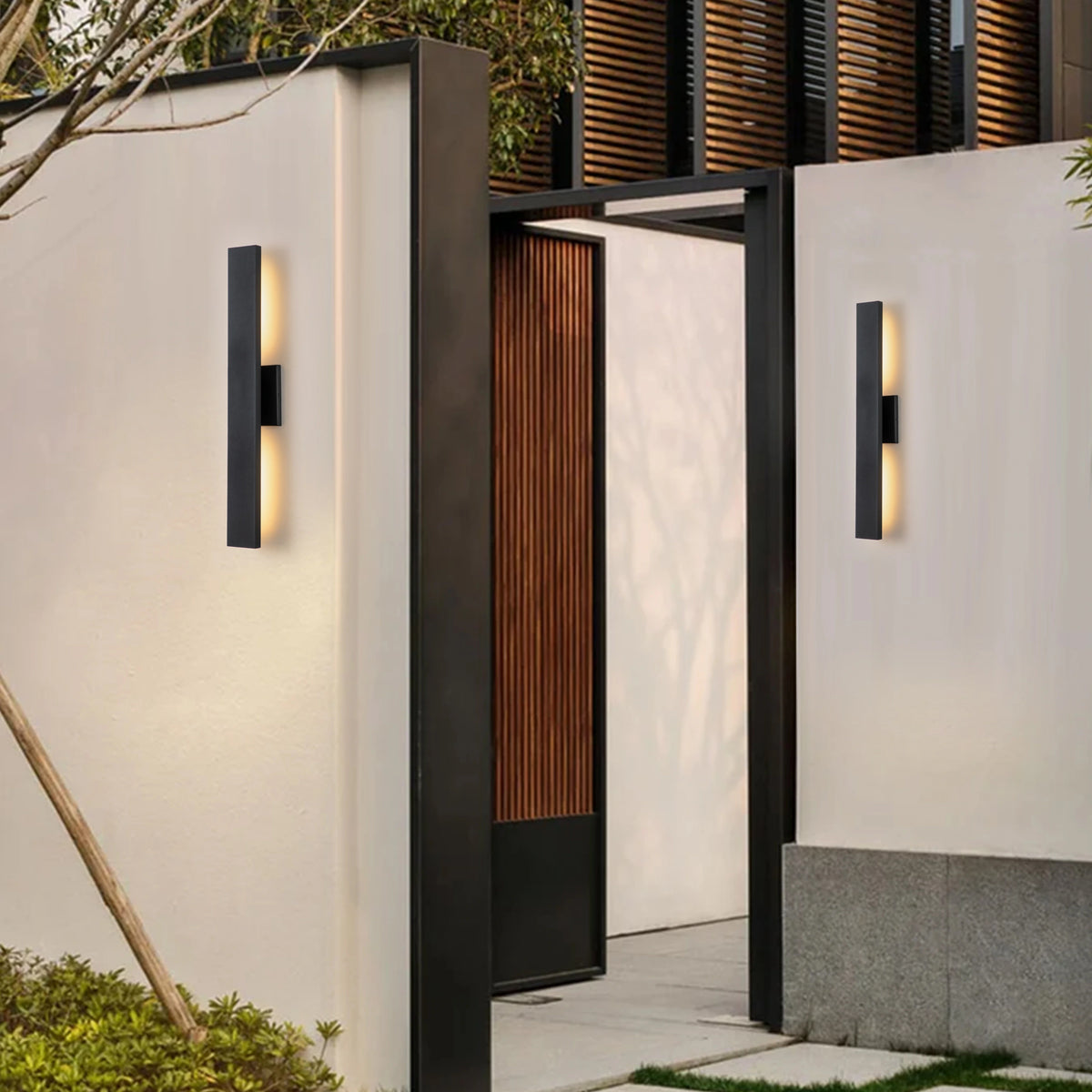 C Cattleya 2-Light Matte Black Aluminum LED Outdoor Wall Sconce