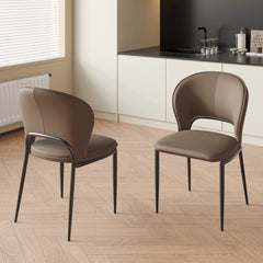 Modern Dining Chairs, Faux Leather, Light Gray & Brown Options, Set of 2