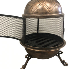 Steel and Cast Iron 36-in Antique Bronze and Black Chimenea