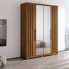Meble Furniture California Wardrobe with Mirror, 69.3"W x 20.5"D x 90.6"H, Brazilian Made