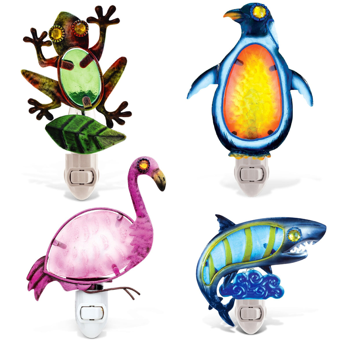 CoTa Global Ocean Life Metal Glass Night Lights with Switch - 4 Pieces