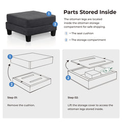 Furniture of America Xenia Modern Chenille Ottoman with Storage